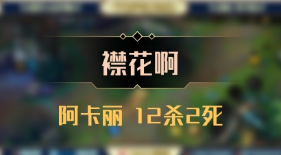 【襟花啊】阿卡丽 12杀2死
