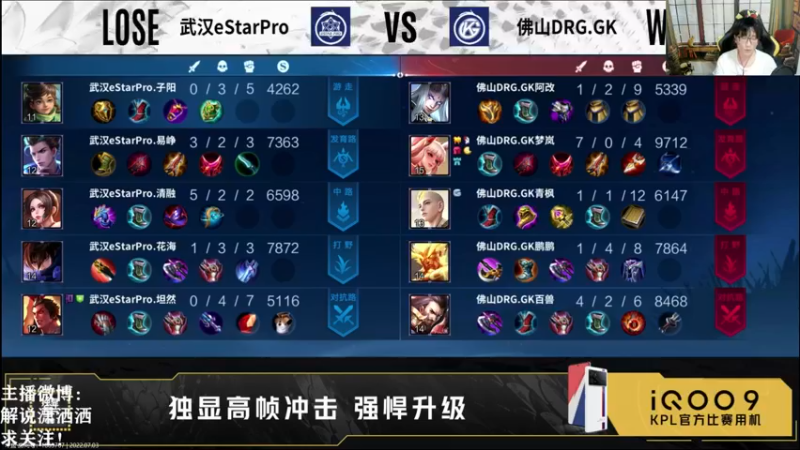 【2022-07-03 20点场】解说潇洒：武汉eStar  vs  佛山GK