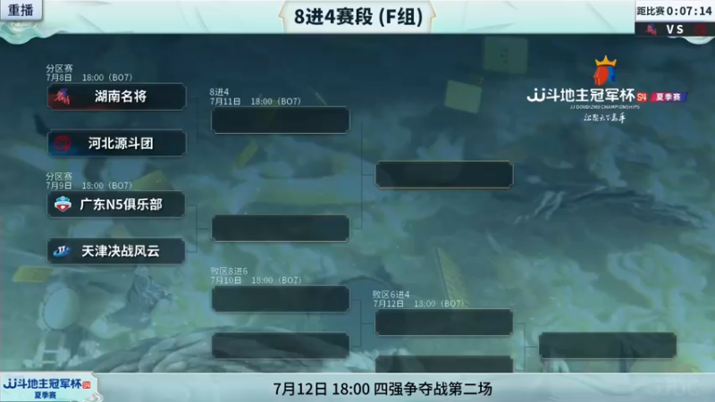 【2022-07-08 22点场】JJ斗地主官方：9日18点广东N5俱乐部VS天津决战风云