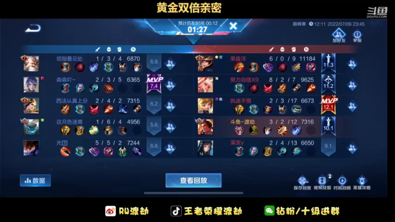 【2022-07-09 23点场】RW渡劫：【黄金双倍】剑指2100！