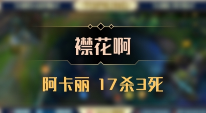 【襟花啊】阿卡丽 17杀3死