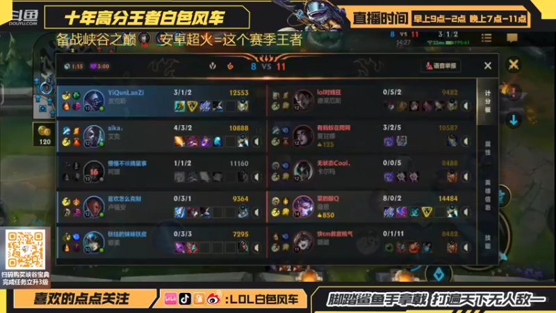 【2022-07-24 10点场】白色风车丶丶丶丶：最强鱼人艾克！手游端游双第一！