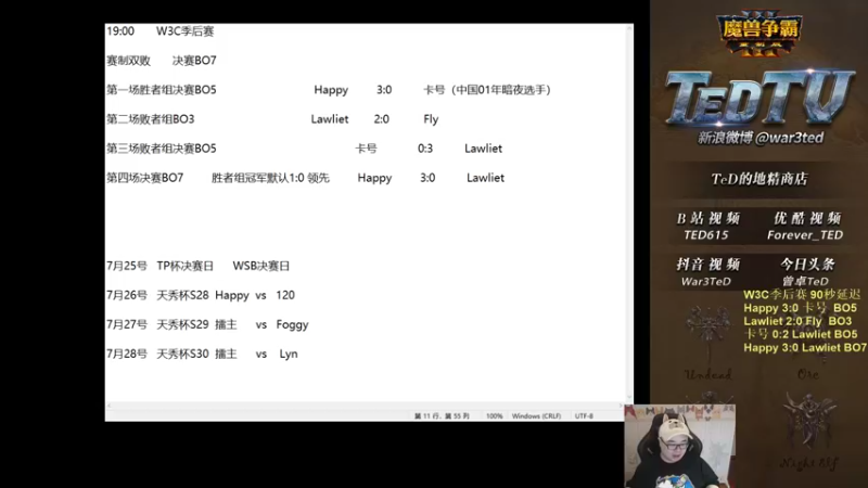 【TED出品】W3C决赛 Happy vs Lawliet 下 10级女王对双神