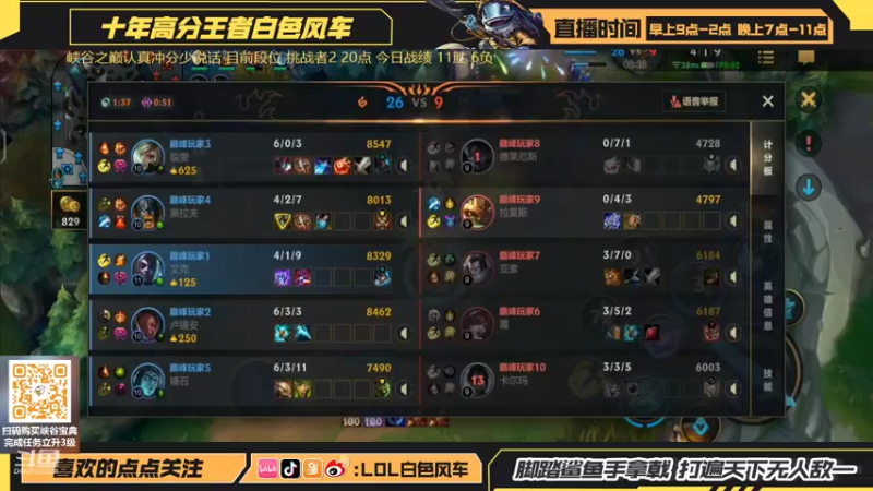 【2022-07-25 23点场】白色风车丶丶丶丶：最强中野艾克！手游端游双第一！