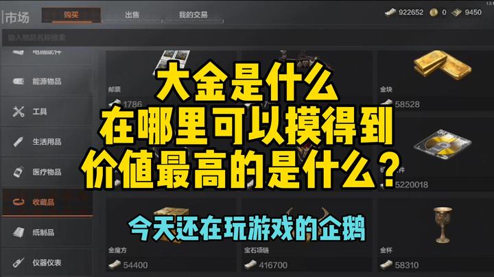 【暗区突围】大金是什么，在哪里可以摸得到，价值最高的是什么？