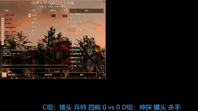 C组：猪头 兵帅 四疯 2 vs 0 D组：神探 罐头 杀手