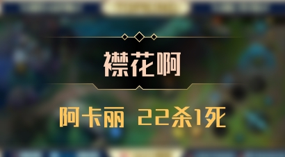 【襟花啊】阿卡丽 22杀1死