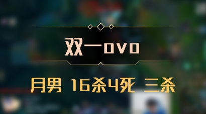 【双一ovo】月男 16杀4死 三杀