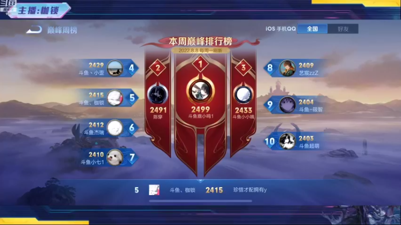 【2022-08-08 19点场】是个枷锁：【枷锁】巅峰第三冲第一