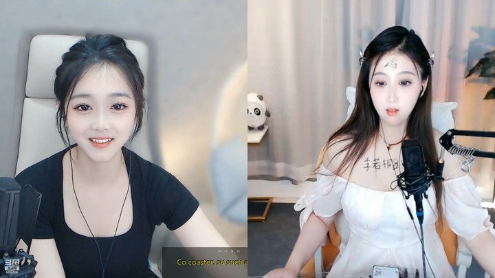 颜灵美女小姐姐直播连麦，两个美女都挺可爱的