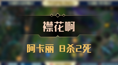 【襟花啊】阿卡丽 8杀2死