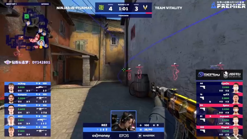 【2022-08-19 22点场】CSGO百岁三：【百岁三】钻石双倍卡 直播Blast