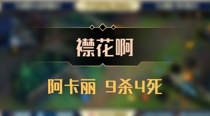 【襟花啊】阿卡丽 9杀4死