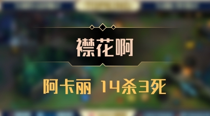 【襟花啊】阿卡丽 14杀3死