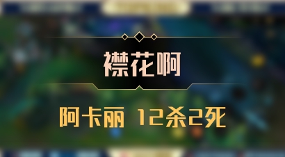 【襟花啊】阿卡丽 12杀2死