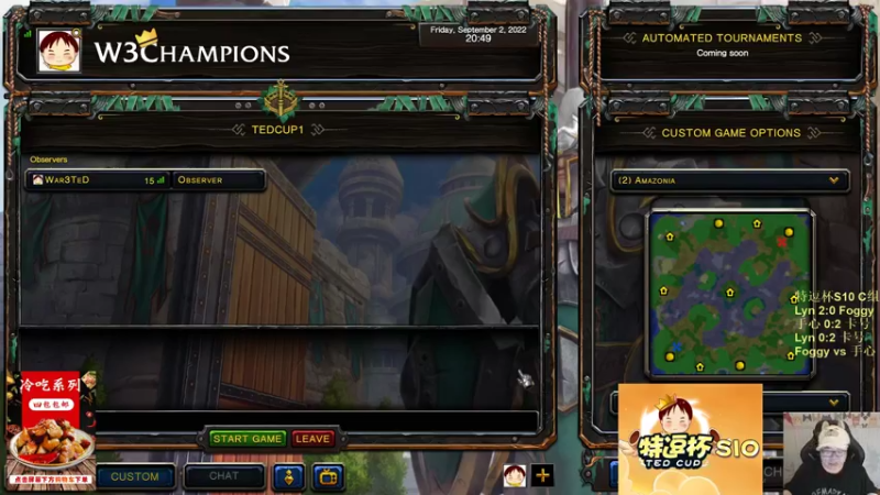 【2022-09-02 20点场】War3TeD：【直播中】7点特逗杯S10 C组林拳心号
