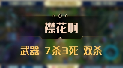 【襟花啊】武器 7杀3死 双杀