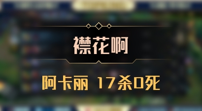 【襟花啊】阿卡丽 17杀0死