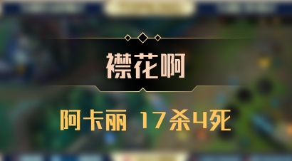 【襟花啊】阿卡丽 17杀4死