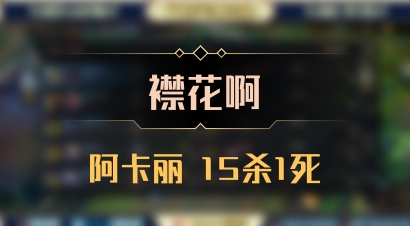 【襟花啊】阿卡丽 15杀1死