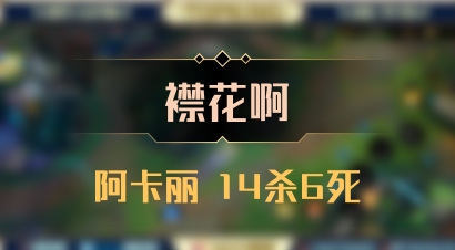 【襟花啊】阿卡丽 14杀6死