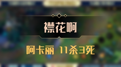 【襟花啊】阿卡丽 11杀3死