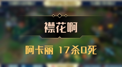 【襟花啊】阿卡丽 17杀0死