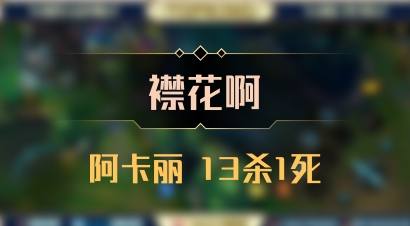 【襟花啊】阿卡丽 13杀1死