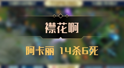 【襟花啊】阿卡丽 14杀6死
