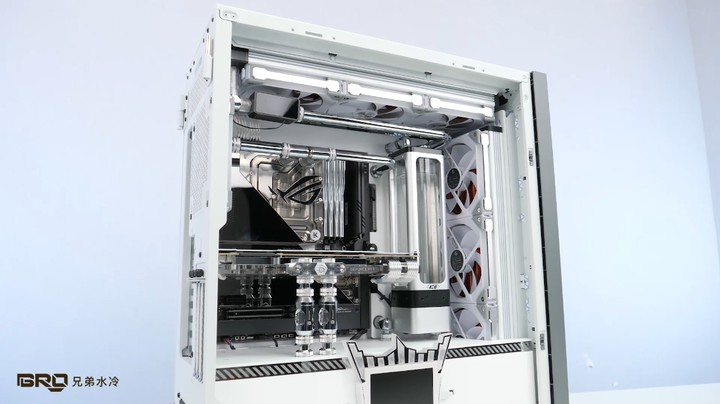 BRO私人定制-海盗船 7000D Airflow 全塔 极简的走管设计-模块化安装 打造 双420冷排+影驰名人堂3090分体水冷装机