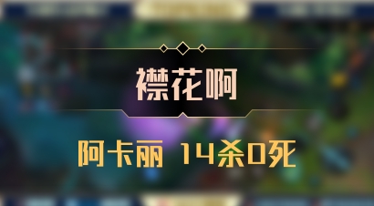 【襟花啊】阿卡丽 14杀0死