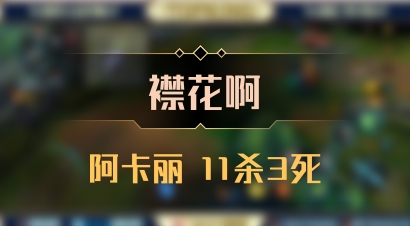 【襟花啊】阿卡丽 11杀3死