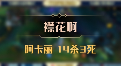 【襟花啊】阿卡丽 14杀3死