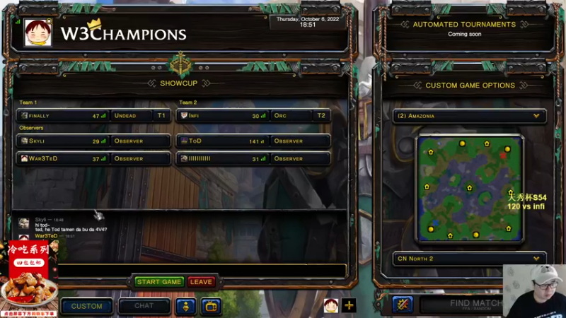 【2022-10-06 18点场】War3TeD：【直播中】7点天秀杯S54