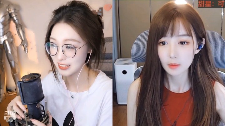 曼瑶和美女甜星直播连麦PK，输了要邮寄给对方一个礼物