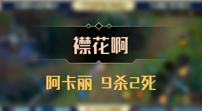 【襟花啊】阿卡丽 9杀2死