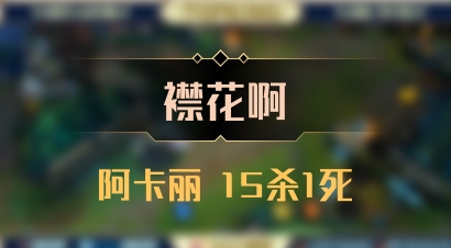 【襟花啊】阿卡丽 15杀1死