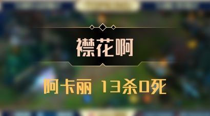 【襟花啊】阿卡丽 13杀0死