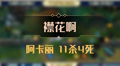 【襟花啊】阿卡丽 11杀4死