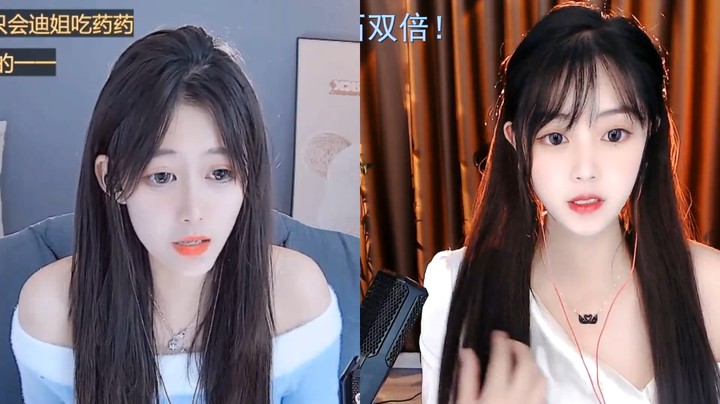 美女小姐姐直播连麦，笑起来很可爱啊