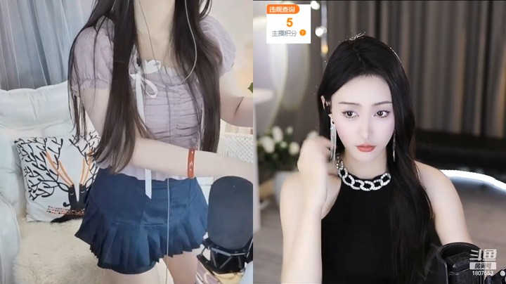 美女小姐姐直播连麦，今天这黑色衣服很有气质啊