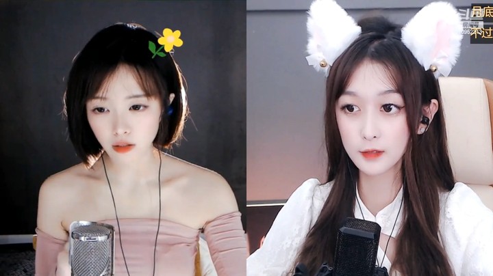 两个小姐姐连麦PK，一个爱说话一个很安静啊