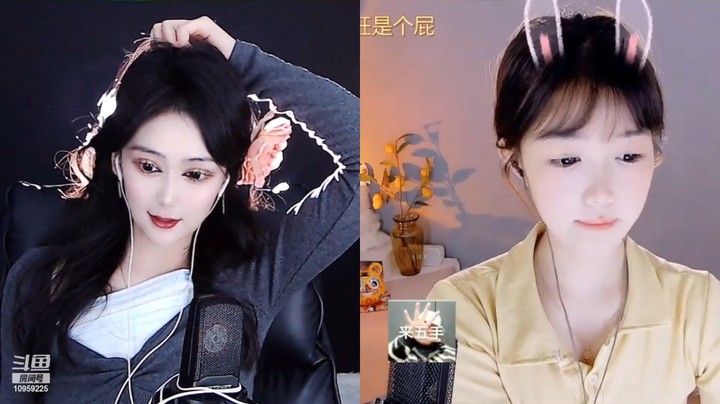 司晨姐姐直播连麦，今天戴头花好看啊