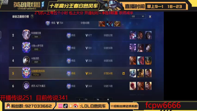 【2022-10-28 17点场】白色风车丶丶丶丶：国一鱼！峡谷之巅前三冲第一！