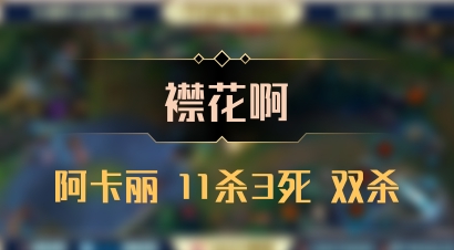 【襟花啊】阿卡丽 11杀3死 双杀