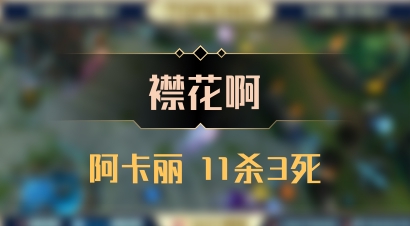 【襟花啊】阿卡丽 11杀3死