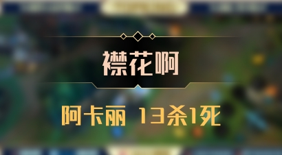 【襟花啊】阿卡丽 13杀1死