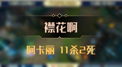 【襟花啊】阿卡丽 11杀2死