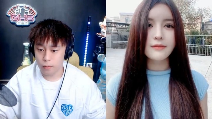 美女橙子和阿二直播连麦，阿二说听说你是村霸啊