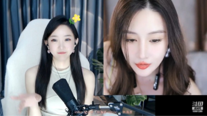 圆妹妹美女小姐姐直播连麦，两个美女都好漂亮